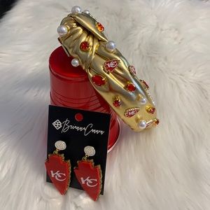 Brianna Cannon Kansas City Chiefs Headband & Earrings Set.  New!!